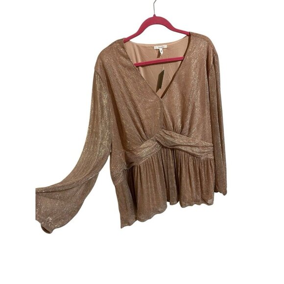 Maurices Women's 4X V-Neck Pink Shimmer Blouse NWT Long Sleeve - Picture 4 of 5